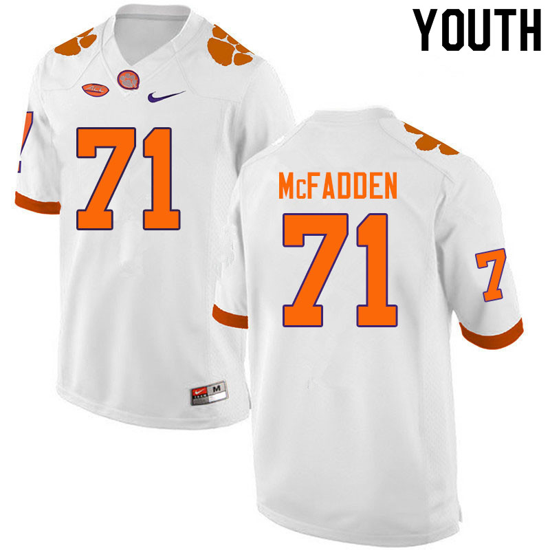 Youth #71 Jordan McFadden Clemson Tigers College Football Jerseys Sale-White